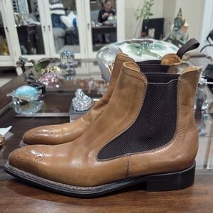 Tan Leather Brogue Chelsea Boots